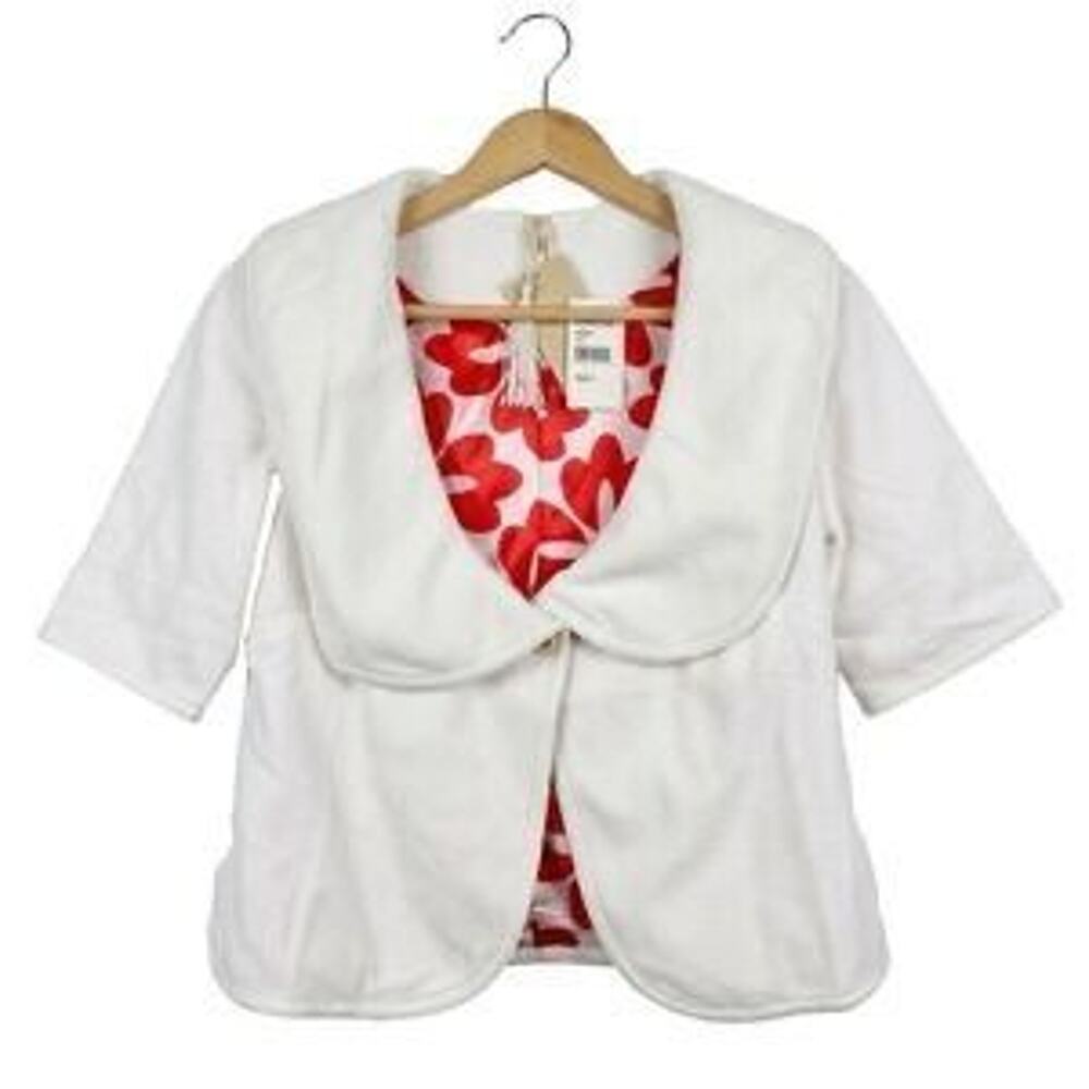 Priorities Women’s White Terry Cloth Cropped Jacket (Style 41565)